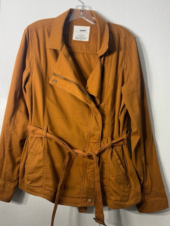 Sonoma Jackets & Blazers - Sonoma Women's Rust Orange Utility Jacket with Waist Tie